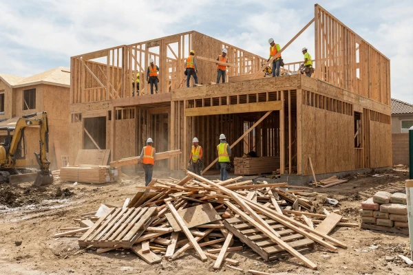 Roll off container at construction site