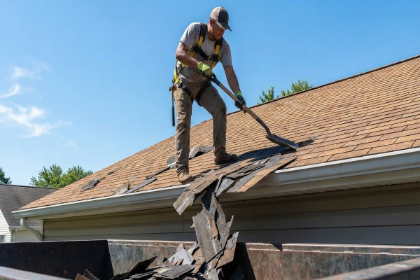 Roll off dumpster for roofing project